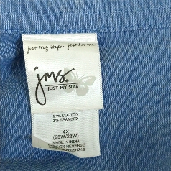 JMS Just My Size Top Blue Chambray Button Down Sz 4X - Picture 5 of 5